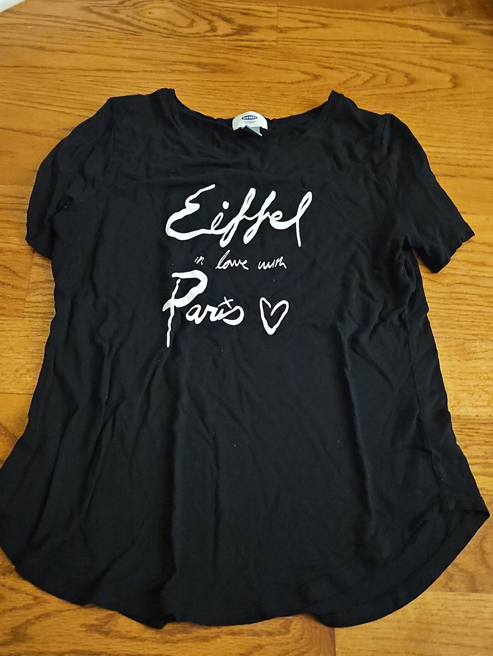 Old Navy Black Short-Sleeve Paris Script Graphic Tee